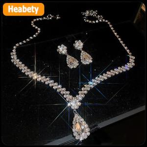 【2-3 days delivery】 3Pcs Simple Fashion Water Drop Crystal Rhinestones Necklace Earrings Sets For Women Wedding Bride Jewelry Sets Accessories Gift