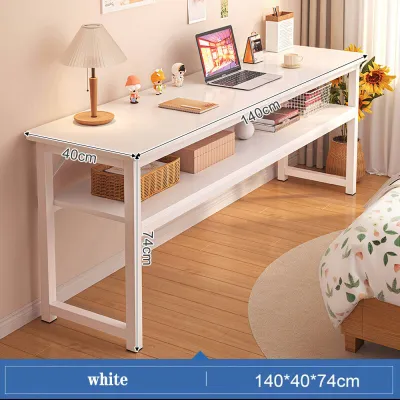 JIAJU 160cm/140cm Home Office Table Double Layers Computer Table Writing Desk Modern Household Bedroom Long writing desk PC Laptop Table 学习桌