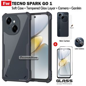 Paket 4in1 Case Tecno Spark Go 1 Shockproof Fusion Free Anti Gores Layar Camera Dan Garskin Belakang