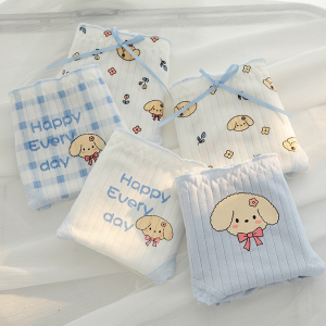 Combo 10 Quần Chip Bé Gái Họa Tiết Cún Con Cute Tone Xanh Dương Thun Tăm Co Giãn Kháng Khuẩn Quần Cute CTB18