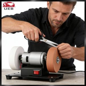 [UEB AUTO] Mini Bench Grinder with 2 Wheels Electric Sharpener Grinder 7 Adjustable Speed for Woodworking Metal Working DIY
