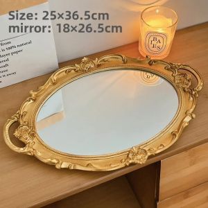 xpkQ Palace Style Retro Makeup Mirrors Embossed Vanity Mirror Desktop Jewelry Storage Display Trays Multifunctional Practical Mirror R6P8Q
