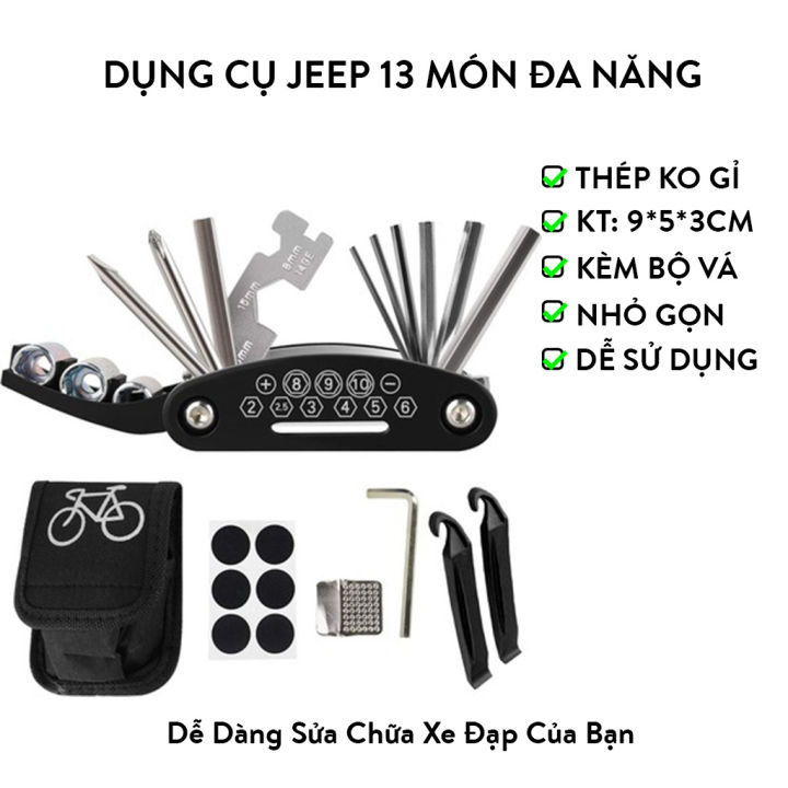 Dụng Cụ Jeep 13 Món Đa Năng Gồm Cờ Lê, Lục Giác, Tua Vít, Sửa Chữa Vá ...