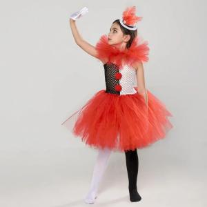 11.11 Doll Clown Costume Girl  Halloween Circus Tutu Dress with Hairclip Stockings  Funny Role Play Carnival Dress up Outfits h261016