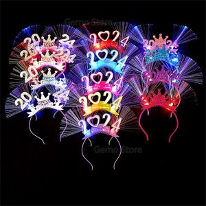 KODUS LED Glow 2024 Happy New Year Headband Letter Plastic LED Glow Headpiece Exquisite Masquerade Party New Year Headdress Girl