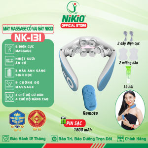 Máy massage cổ xung điện Nikio NK-131 - Thiết kế đột phá mới với 8 điện cực massage - TRẮNG