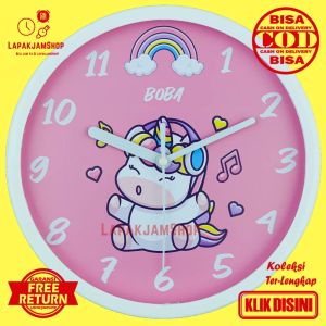 Jam Dinding Quartz Karakter Anak Murah Boba BB1177 Dabbing Hiasan Rumah Keren BestSeller Besar