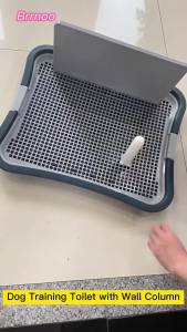 Brrnoo Dog Potty Tray Portable Dog Training Toilet with Wall Column Removable Mesh Training Potty for Small Medium Large PetsPee Pads Holder Dog Litter (Black)