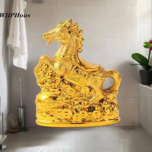 XZ🔥🔥🔥 Creative Horse Ornament Lucky Traditional Home Statue Ingot Can Be Rotated Home Decoration Office Desktop Decoration
