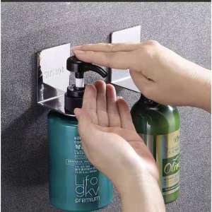 Ready stock 304 stainless steel shower gel rack free punch bathroom artifact hand sanitizer bracket bathroom shampoo hanger storage rack