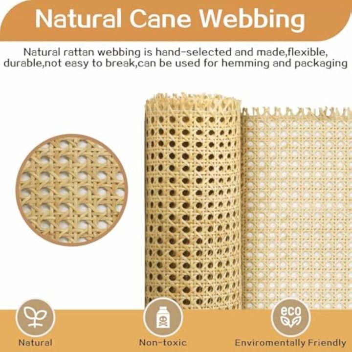 🌴Water-Resistant Natural Rattan Webbing Roll - Premium Cane Caning ...
