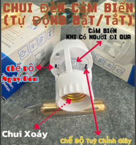 Đụi Đèn Cảm Ứng Tự Mở Tắt Giúp Tiết Kiệm Điện Lắp Đặt Dễ Nhanh Tiện Đui E27 Công Xuất Tối Đa 60W