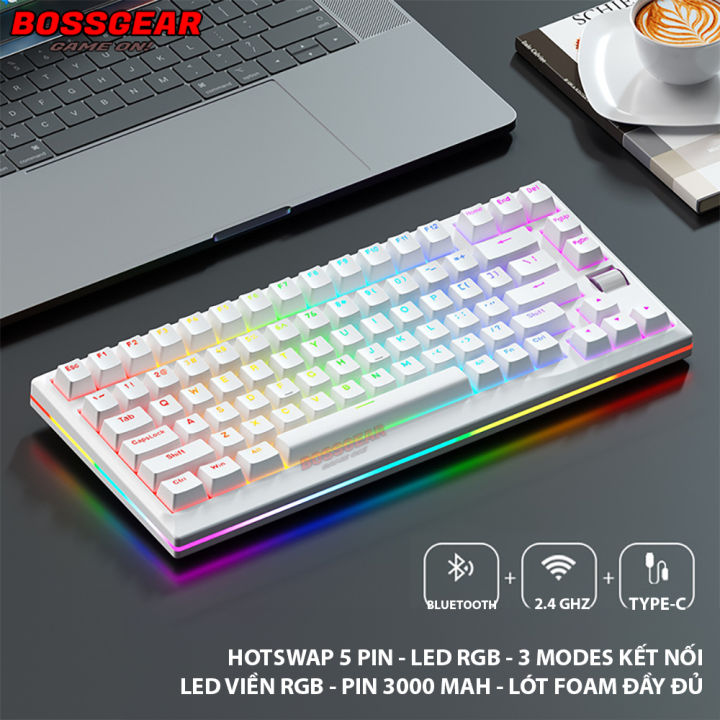 Phím Cơ Không Dây WEIKAV F75 PRO RGB, LED Viền RGB, 3 Modes, Con Lăn, Hotswap 5 chân.