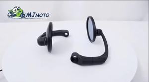 Universal Motorcycle Round Rearview Mirrors Retro Cafe Racer Side Mirrors with 8mm and 10mm Screws