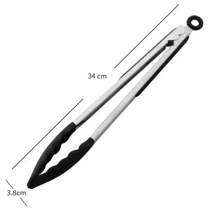 Food Grade Silicone Kitchen Tongs Stainless Steel Heat Resistant Non Slip for Cooking BBQ and Salad
