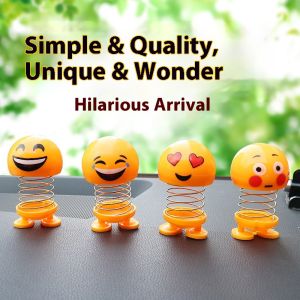 Rosy Recess Cute Emoji Spring Bobble Head Car Decorative Toy with Expressive Faces and Bouncy Design