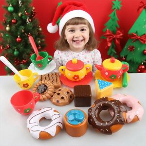 WILD Cake Dessert Afternoon Tea Set Kettle Cookies Simulation Food Playhouse Kitchen Toys Kids Toy Teapot Tea Set for Girls New Year Gifts