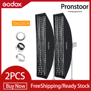 2ชิ้น Godox 12 "X 47" 30X120ซม. แถบกล่องนุ่มสี่เหลี่ยมตารางรังผึ้งสำหรับ Bowens ที่ติดตั้งelinchrom สตูดิโอที่ครอบหัวแฟลช