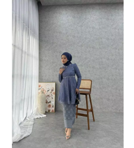 Sarah Tunik Payet Mewah Setelan Kebaya Wanita Baju Kondangan Brukat Lamaran Payet Rok Batik Songket