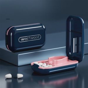 MINIMALUX Small Pill Cutter Portable 2 In 1 Tablet Crusher Durable With Invisible Storage Box Tablet Divider Organizer Small or Large Pills