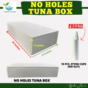 (NO HOLES) TUNA BOX - BRAND N3W/FOR HYDROPONICS/WITH 15 PCS STYRO CUPS/READY TO USE
