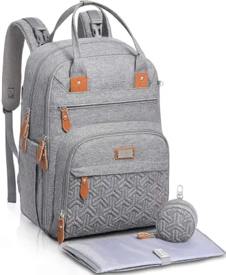 Unisex Baby Diaper Bag Backpack Changing Bags with Changing Pad Insulated Pockets & Pacifier Holder for Boys Girls WELAV