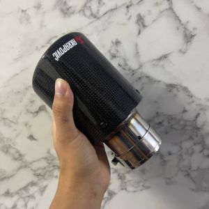 Akrapovic Car Carbon Fiber Glossy Muffler Exhaust System Muffler Pipe Tip Straight Universal Black Stainless
