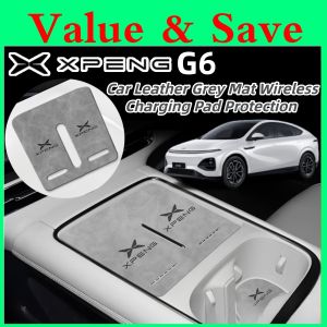 XPeng G6 Car Leather Grey Mat Wireless Charging Pad Protection Anti-Slip Soft Suede Leather Car Interior Acc xpeng G6