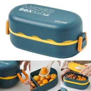 LD-C780 Lunch Box Bento Set 850ML / Kotak Bekal Makan Siang Free Sendok / Kotak Makan 2 Tingkat Portable Anti Tumpah