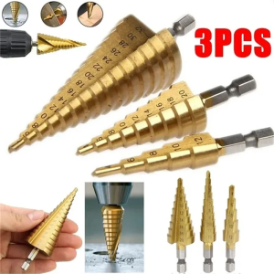 MATA BOR 3 PCS Step drill dril HSS mata bor besi kerucut pagoda Cone drill hole saw multi SET- 3 PCS