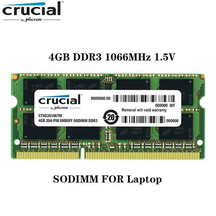 Crucial RAM 4GB DDR3 1066MHz (PC3-8500) SODIMM 204-Pin Laptop