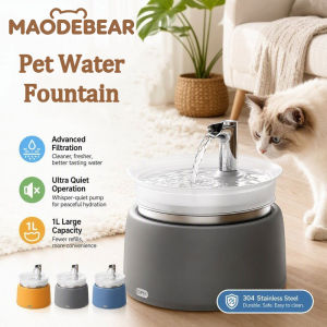 MAODEBEAR Automatic Cat Water Fountain Stainless Steel Bowl Filter Quiet Pump Large Capacity Pet Water