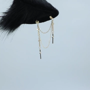 Fashion for Cat Ears Headband with Earrings Hanging Chain Flexible Hair Accessory Anime Fancy Dress Party Sweet Ornament