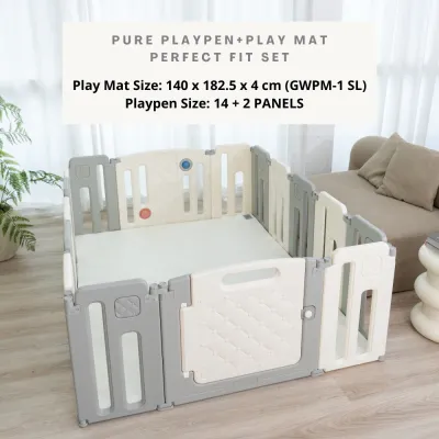 RaaB Family™ 8 Layers HD Foam Antibacterial Surface Anti-Slip Base Foldable Seamless Vegan PU Leather Playmat (140 x 182.5 x 4 cm) Model: GWPM1 (SL)