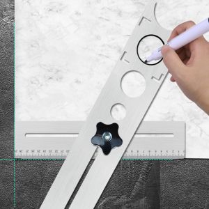 DECALI ปรับได้ปรับได้ สากลสากลสากล ตัวระบุตำแหน่งรูกระเบื้อง สำหรับงานตกแต่งบ้าน ที่เปิดหินอ่อน เครื่องมือวัดด้วยมือ เครื่องมือวัดขนาด ตัวระบุตำแหน่งที่เปิดรู เครื่องมือเจาะรู เครื่องเจาะตำแหน่งไม้บรรทัด
