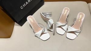 [Free Shipping] Evening Breeze Chunky Heel Transparent Crystal High Heel Sandals for Women Versatile Summer Outdoor Comfortable Soft Sole Slippers