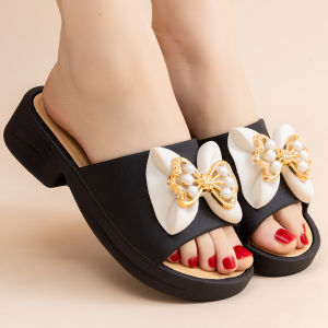 Free Shipping WomenS High Heel Slippers Summer Outdoor Thick Sole Fashion Home Non-Slip Mom Shoes Soft Sole Social Wedge Sandals
