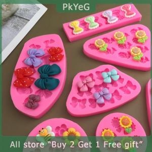 [COD] PkYeG KITCHEN Cute Cartoon Flowers Bow Bee Fondant Silicone Molds DIY Cupcake Fondant Cake Decorating Chocolate Candy Baking Mold