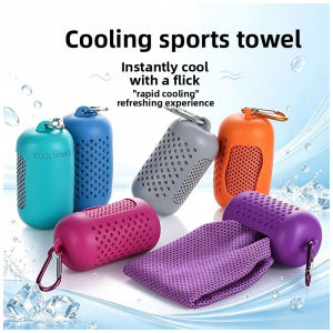 Cooling Towel for Sports Instant Chill Sweat Wicking Quick Dry Gym Towel with Carabiner Hook for Running Fitness Hiking Outdoor