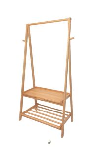 MAAI Design Shatsu shelf ราวผ้า แขวนเสื้อผ้าหมวก ฯลฯ ทำจากไม้แท้ มีชั้นวางของ2ชั้น พับเก็บได้