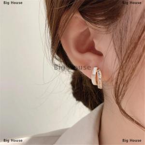 [COD] Big House 1Pair Light Luxury Zircon Earrings Korean Style Fashion Double Layer Earrings For Women Simple Temperament Ear Jewelry