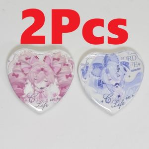 2Pcs/Lot Khaslana Phainon Mydei Heart Shaped Pin Buttons Kawaii Badge Brooch Bag Charms Gift