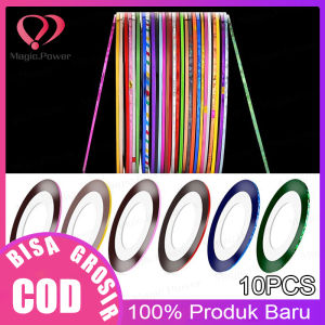 1mm 10 Warna 20m/Rolls Nail Art UV Gel Tips Striping Tape Baris Sticker Dekorasi DIY