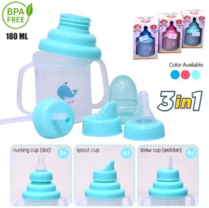 Ninio F338 Training Cup 180 ML / Botol Minum Bayi 3 Set / Botol Susu Bayi 3 Fungsi