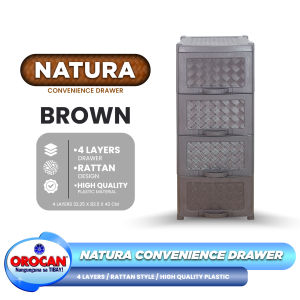 Orocan Natura Drawer 4 Layers in Beige & Brown Rattan Elegant Style