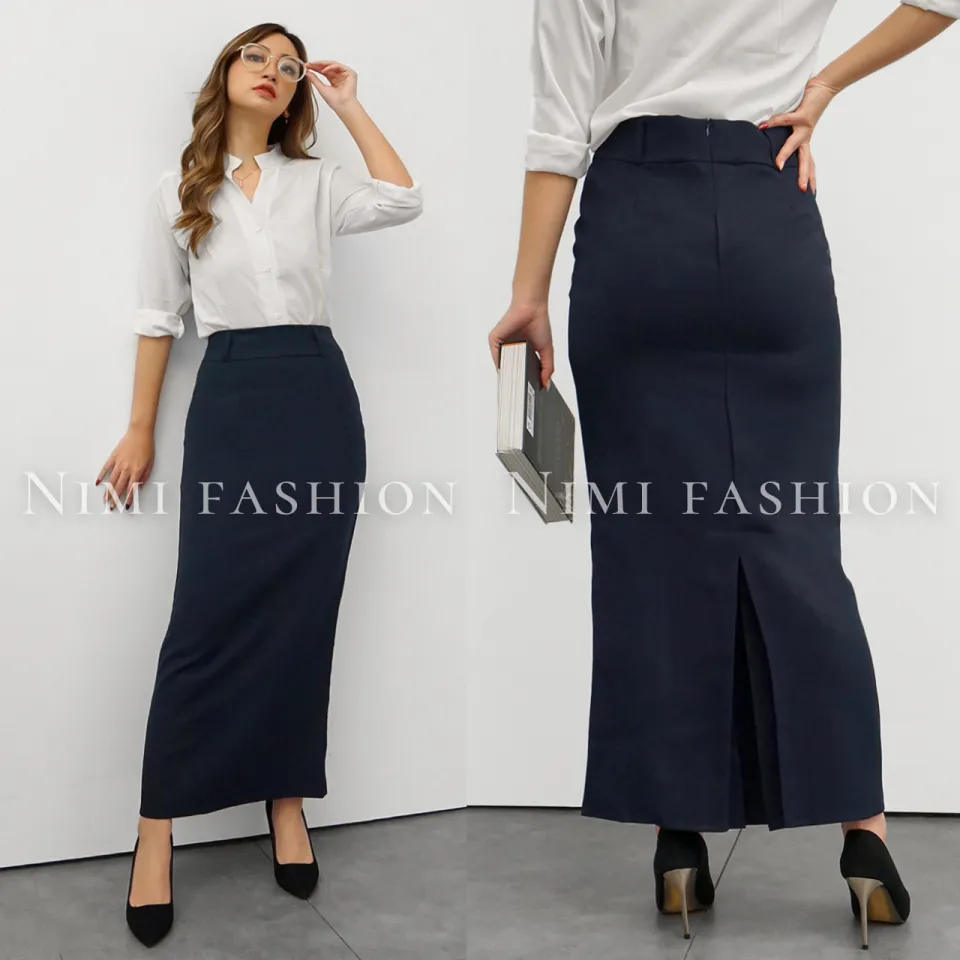 NIMI Rok Kerja Wanita Panjang Span Rempel Belakang Rok Formal