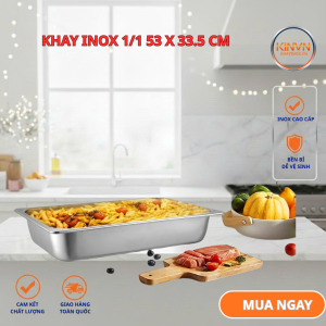 Khay inox GN 1/1 có nắp đựng topping thạch trà sữa