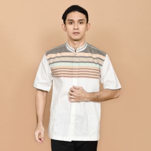 Baju Koko Pria Dewasa Terbaru 2025 (BONUS DUS) Songket Putih Lengan Pendek MOERBA 18D2431655