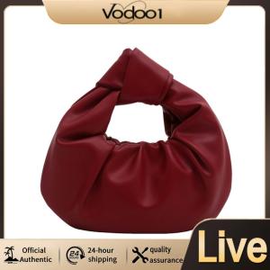 【Vodool】 Mini Top-Handle Bags PU Leather Casual Shoulder Bags Pleated Handbag Cloud Bag for Women Girls