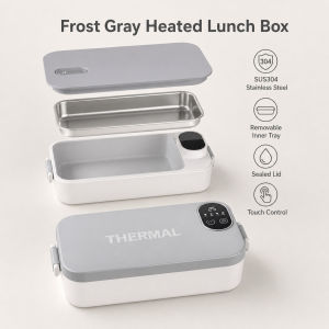 900ml Portable Electric Lunch Box Students 304 Stainless Steel Water-free Charging Heating Bento Box